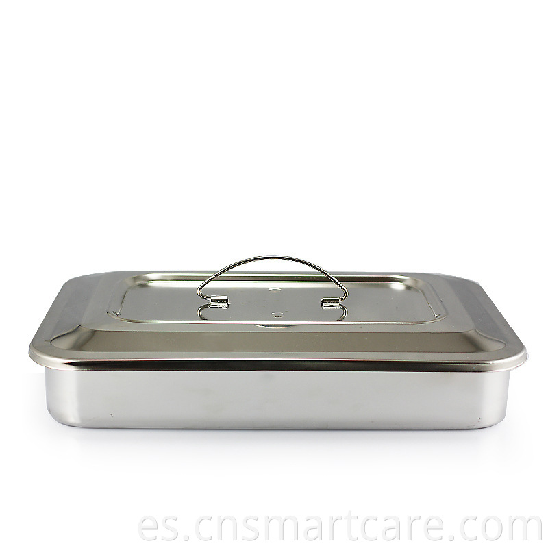 Bandeja de acero inoxidable con caja de esterilización de la tapa con placa cuadrada esterilizada de agujeros